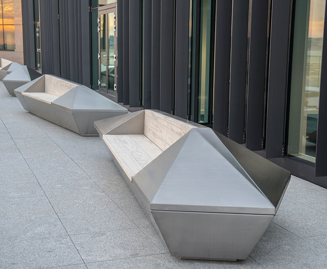 Bespoke steel planters with seating