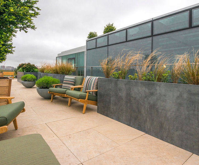 Bespoke zinc planters for London office roof garden