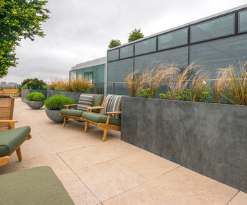 Bespoke zinc planters for London office roof garden