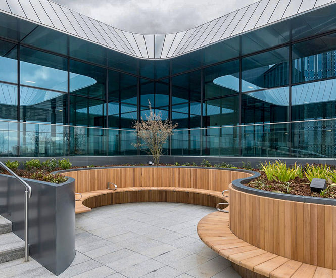 Metal and timber roof garden created for BBC Wales HQ