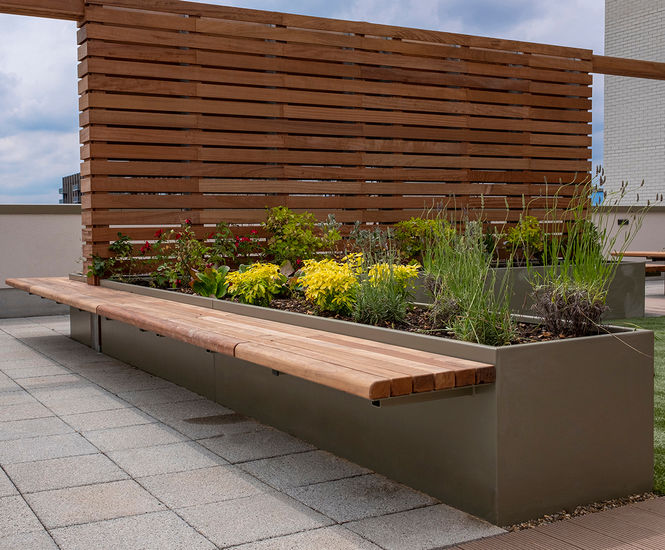 Planters and seating for Telford Homes development