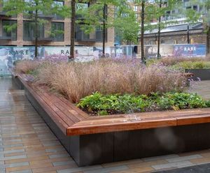 Steel and timber planter-benches