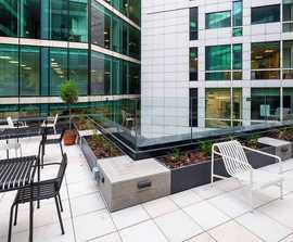 Bespoke steel planters with composite wood seating