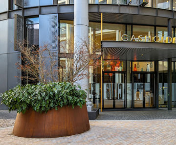 Bespoke large-scale corten steel planters - King's Cross