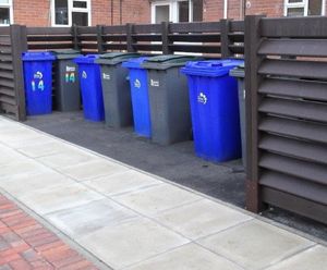 Recycled plastic bin bays for council housing estate