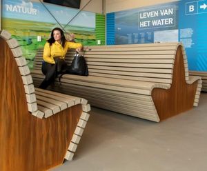 Knokke - recycled plastic and corten steel double-sided outdoor bench