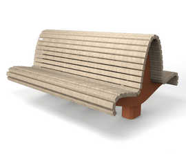 Knokke Bench - double-sided bench recycled plastic with corten