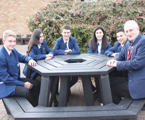 Recycled plastic outdoor furniture for school refurb
