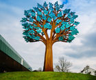 Corten steel and brass sculptural tree - Bamber Bridge