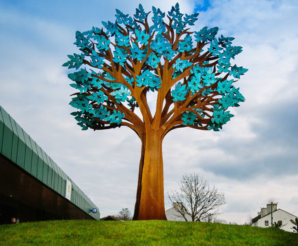 Corten steel and brass sculptural tree - Bamber Bridge