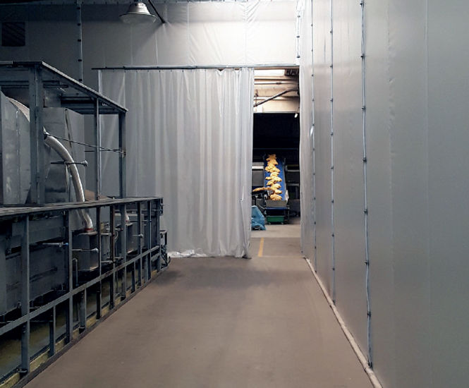 Temporary screen for food production line relocation