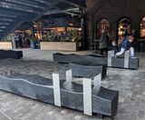 Hand-carved charred oak benches for Coal Drops Yard - on this page