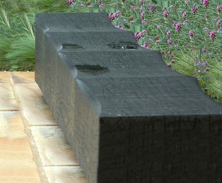 Ripple charred green oak single bench