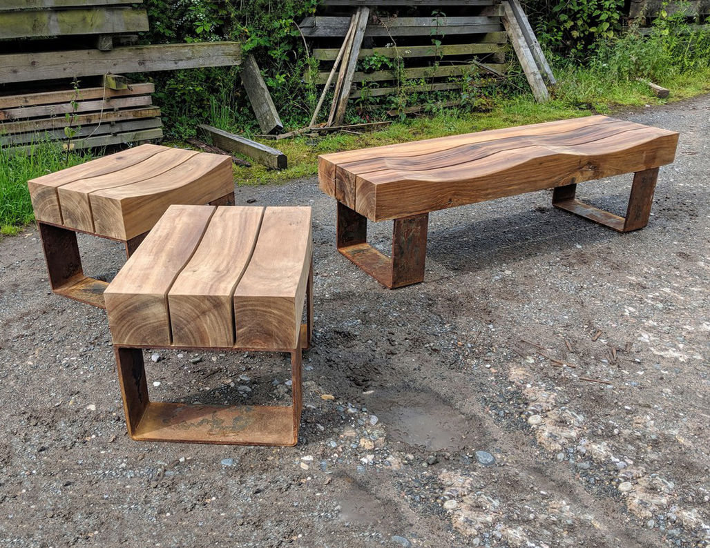 rustic timber bench seat