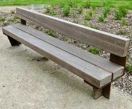 Type 4 upcycled reclaimed timber and corten steel bench
