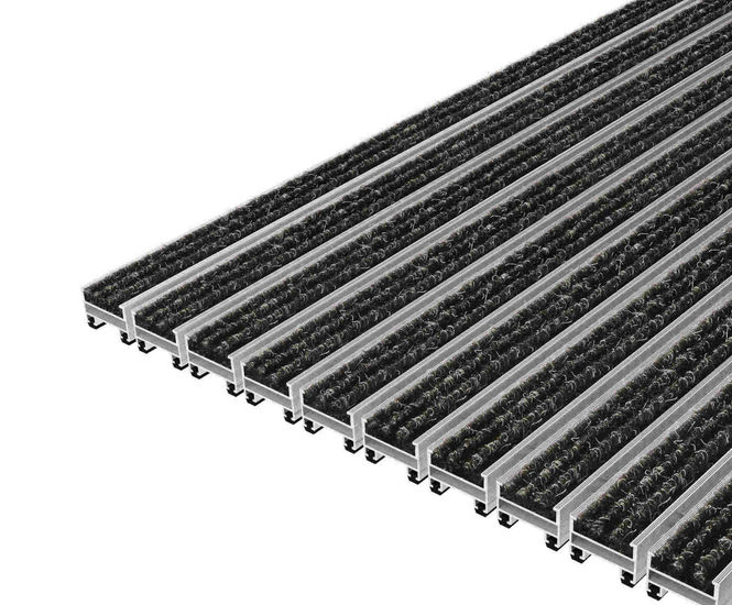 Top Clean TREND aluminium indoor entrance matting, ribbed carpet