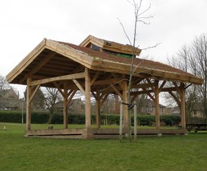 Outdoor classroom with green roof - Dore Primary School