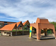 Stage and covered seating for primary school