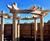 Oak pergola with steam-bent laminated rails at show home 0