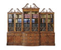Walnut breakfront bookcase