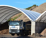 Concrete block walls for recycling facility storage area