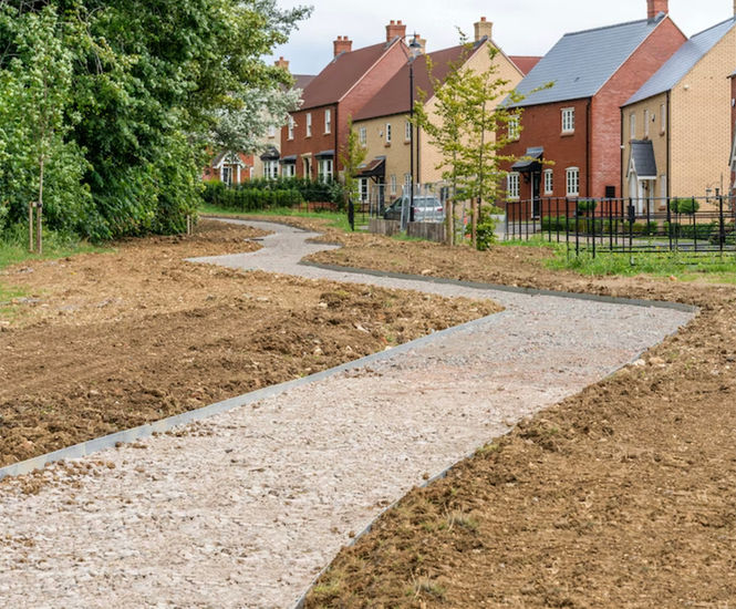 Bison heavy duty steel kerb, The Furlongs, Towcester