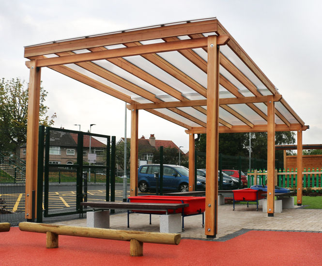 Outdoor Teaching Canopy with Street Furniture Elements