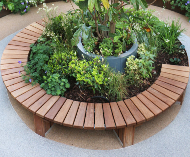 Bespoke Hardwood Spiral Bench for Community Garden