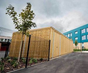 Timber cycle shelter for Portsmouth UTC