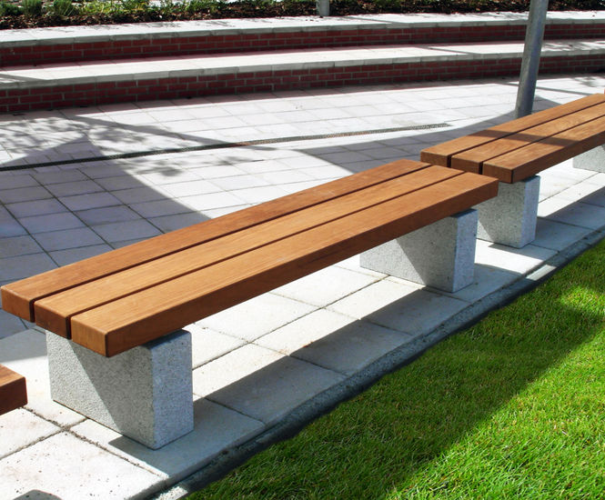Sheldon Chunky Timber Top Plinth Mounted Bench - SBN331