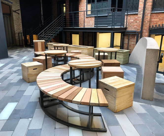 Bespoke outdoor furniture for newly refurbished offices Langley