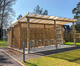 Bespoke timber-clad cycle shelter for new primary school