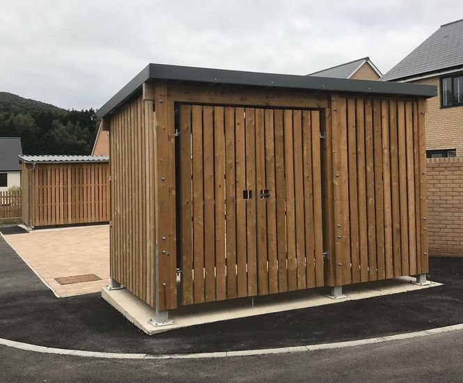 Cycle shelter and bin store for new housing development