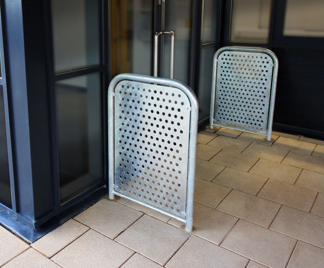 Malford MDB202 - steel door barrier with perforated aluminium infill panel
