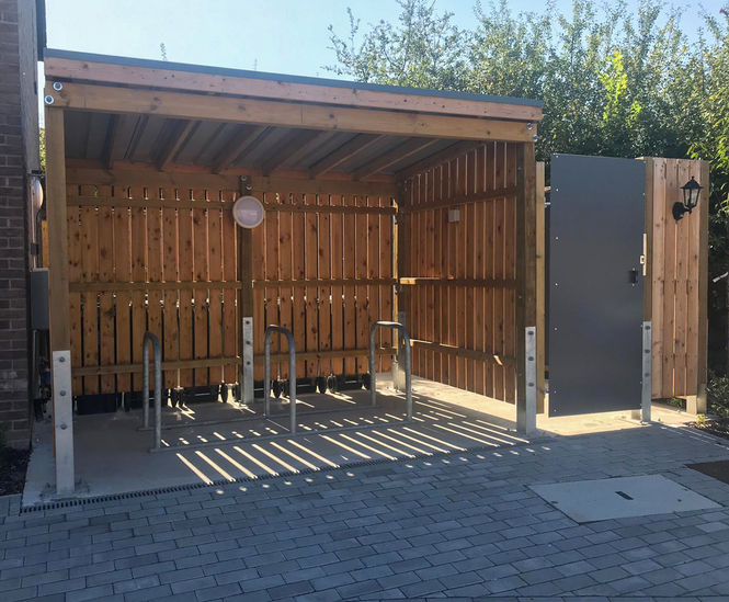 Covered cycle parking and bin store area for new housing