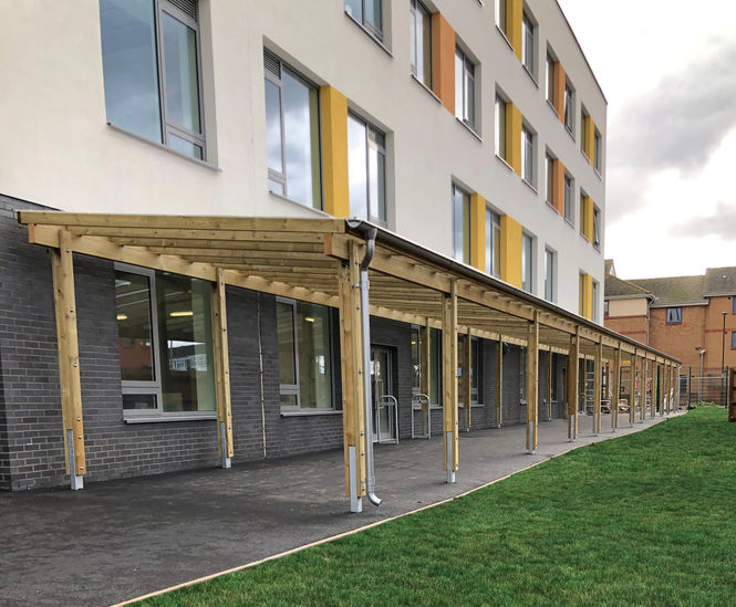 External furniture and canopies - Grove Academy, Slough