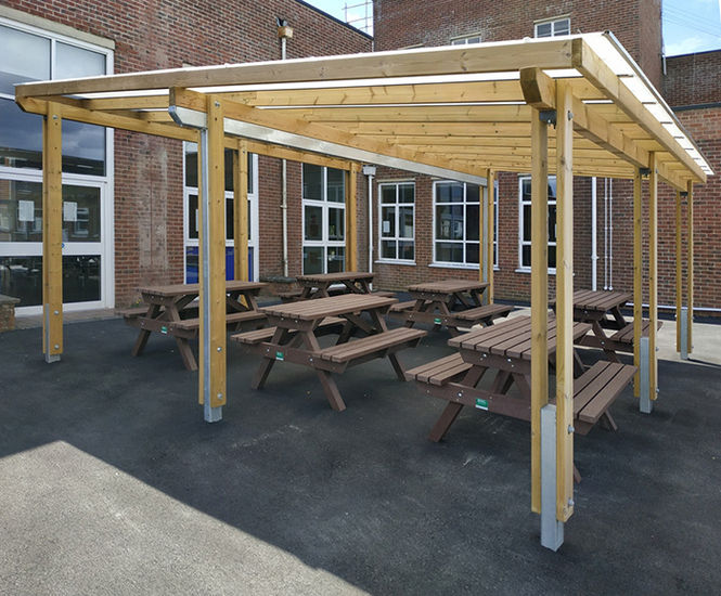 School dining shelter and covered walkway - Poole