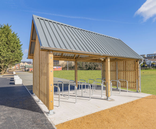 Cycle shelter, canopy and seats for new activity centre