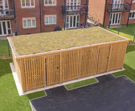 Green roof cycle shelters and benches - housing project