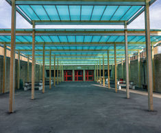 Covered walkway, canopy shelter and picnic sets for school