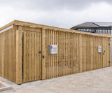 Secure enclosed timber cycle shelter - Durham University - on this page