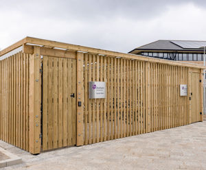 Secure enclosed timber cycle shelter - Durham University