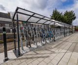 Cycle shelters and two-tier bike racks for university  - on this page