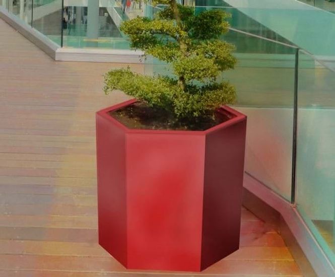 Geo Hexagons - fibreglass geometric column planters