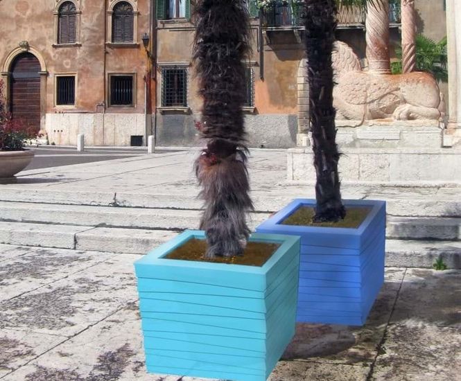 Stack Cube Avant-Garde - modern stone effect fibreglass planter