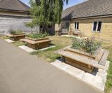 Timber outdoor seating, planters and litter bins for school - on this page