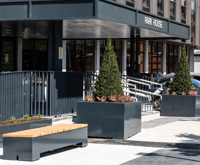 Outdoor seating and planters for Park House Library, Dublin