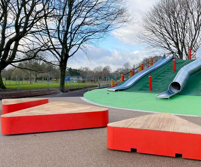 Bespoke, contemporary seating platforms for play park revamp
