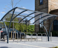 Apollo – steel cycle shelter with curved roof