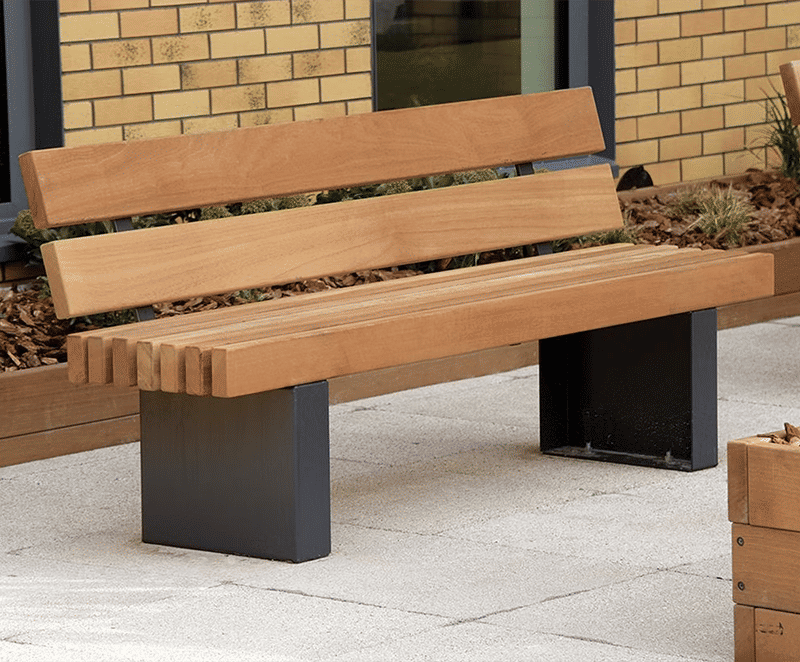 Litchard heavy duty steelframed bench, timber slats Broxap ESI